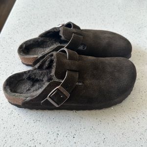 Birkenstock Boston Clogs Brown Suede